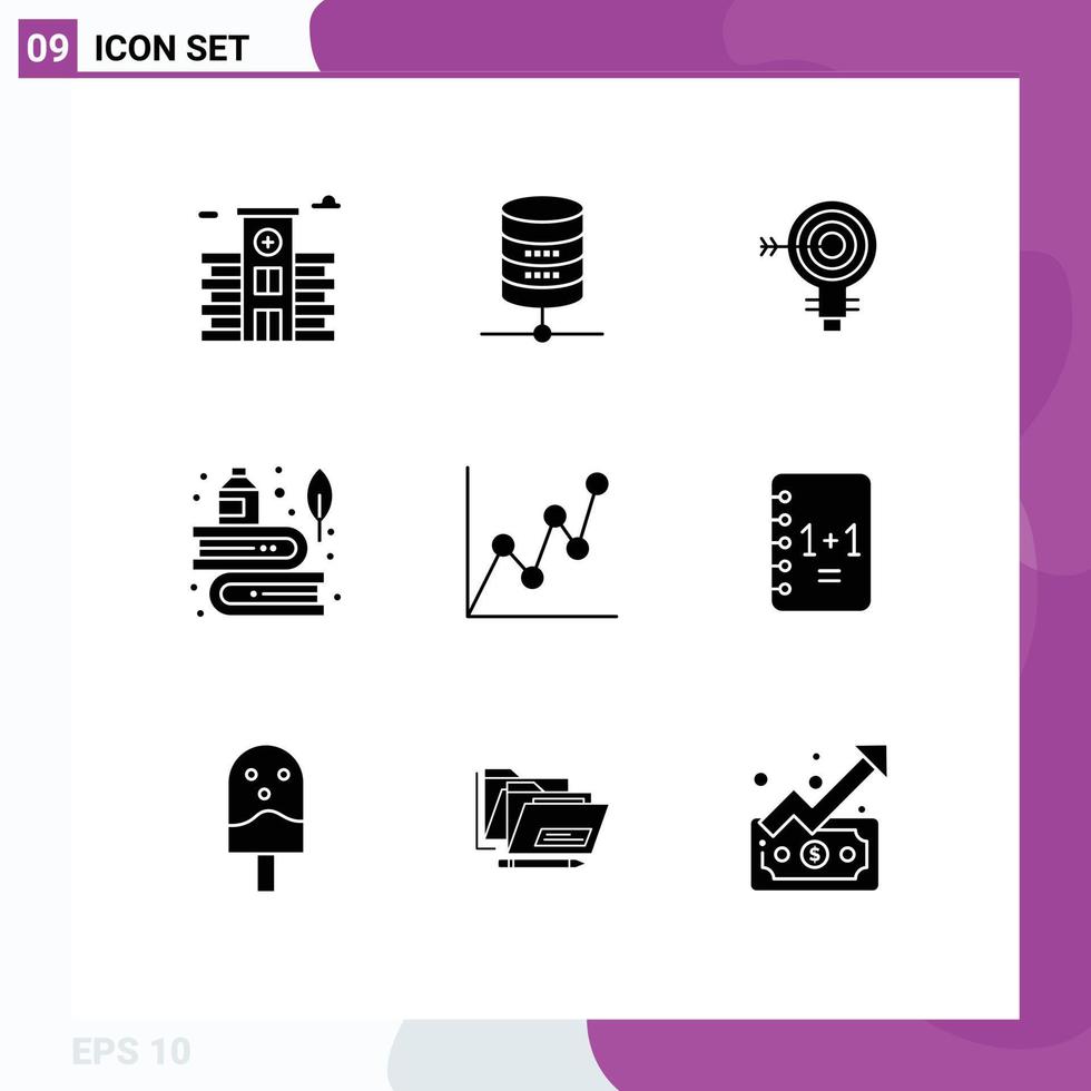 voorraad vector icoon pak van 9 lijn tekens en symbolen voor inkt veer darts onderwijs idee bewerkbare vector ontwerp elementen