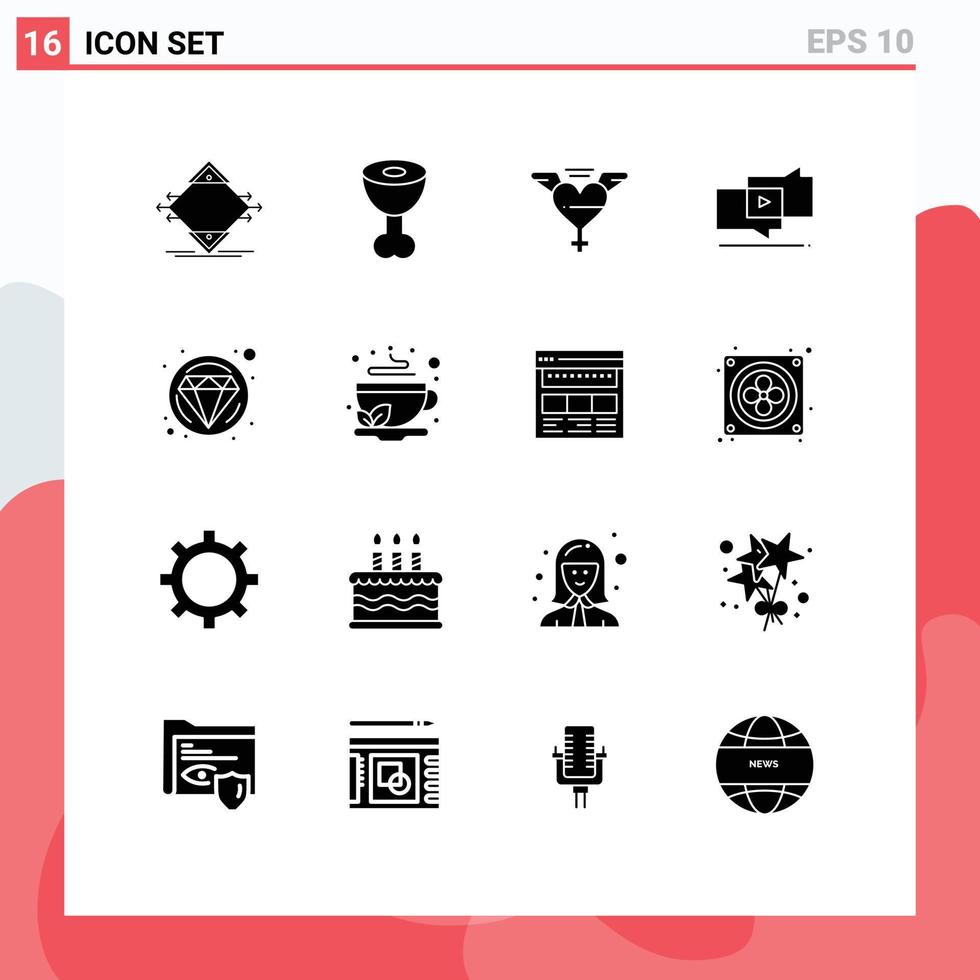 voorraad vector icoon pak van 16 lijn tekens en symbolen voor sieraden carnaval hart digitaal afzet bewerkbare vector ontwerp elementen