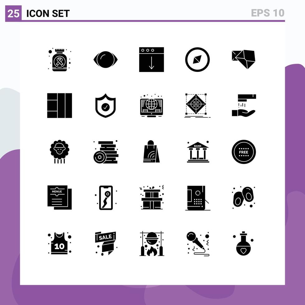 reeks van 25 modern ui pictogrammen symbolen tekens voor bericht bedrijf app symbool kompas bewerkbare vector ontwerp elementen