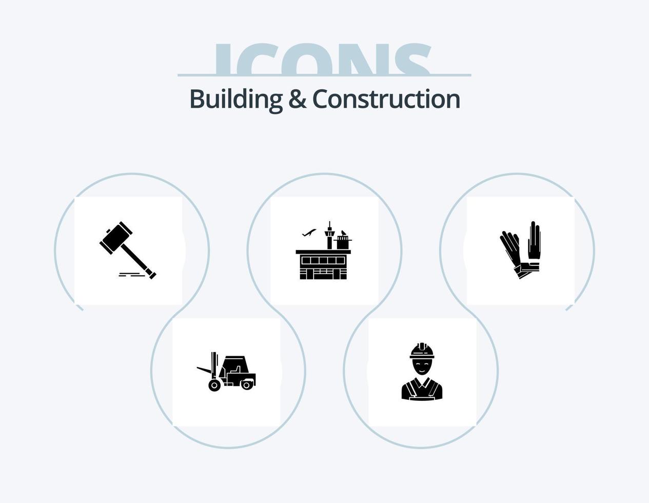 gebouw en bouw glyph icoon pak 5 icoon ontwerp. vervoermiddel. legaal. reparatie. wet. hamer vector