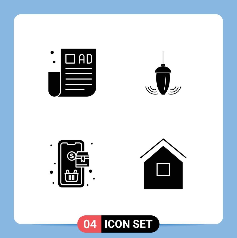 pictogram reeks van 4 gemakkelijk solide glyphs van reclame tips mobiel tips meting aankoop bewerkbare vector ontwerp elementen