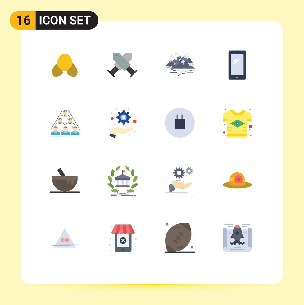 16 gebruiker koppel vlak kleur pak van modern tekens en symbolen van strand heuvel kleding insigne rotsen bewerkbare pak van creatief vector ontwerp elementen