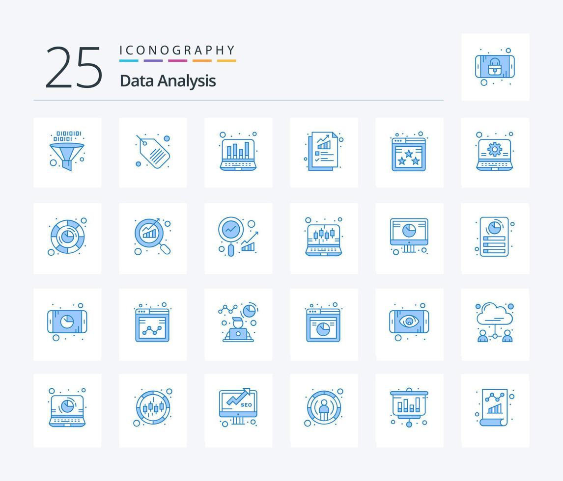 gegevens analyse 25 blauw kleur icoon pak inclusief web. bladzijde. computer. grafiek. digitaal vector