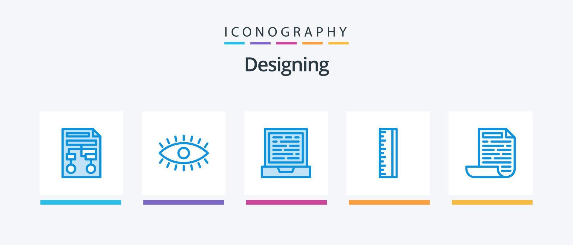 ontwerpen blauw 5 icoon pak inclusief document. het dossier. ontwerp. ontwerper. schaal. creatief pictogrammen ontwerp vector