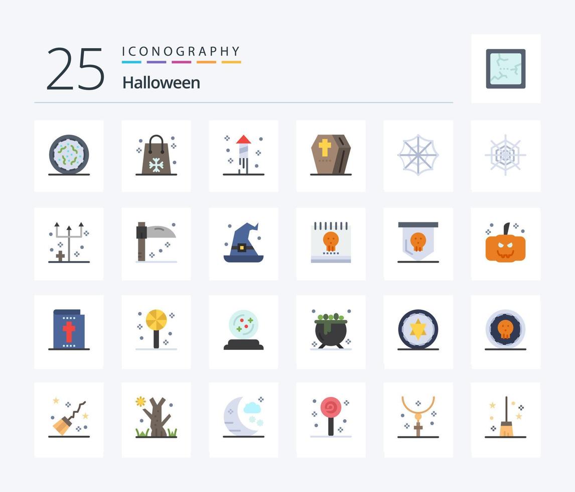 halloween 25 vlak kleur icoon pak inclusief halloween. eng. winkelen. verschrikking. lijkkist vector