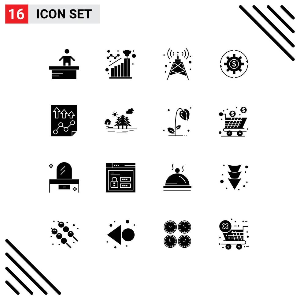 pictogram reeks van 16 gemakkelijk solide glyphs van geld maken stap verdiensten omzet bewerkbare vector ontwerp elementen