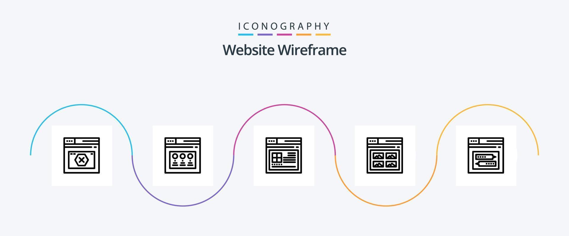 website wireframe lijn 5 icoon pak inclusief website. bladzijde. website. internetten. website vector