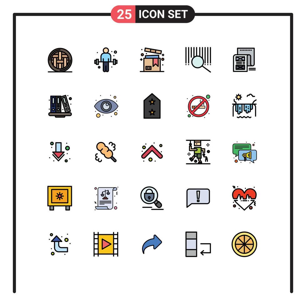 25 creatief pictogrammen modern tekens en symbolen van document Product gewichtheffen streepjescode boodschappen doen bewerkbare vector ontwerp elementen