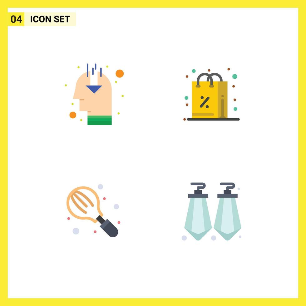 modern reeks van 4 vlak pictogrammen pictogram van idee Koken openbaar mening aankopen keuken bewerkbare vector ontwerp elementen