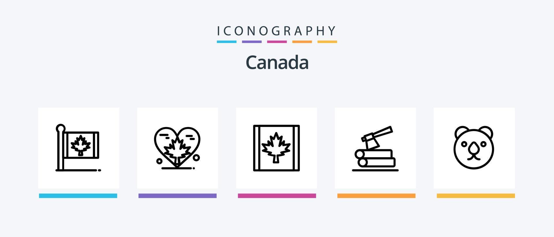 Canada lijn 5 icoon pak inclusief Canada. handschoenen. Opmerking. Canada. alpine. creatief pictogrammen ontwerp vector