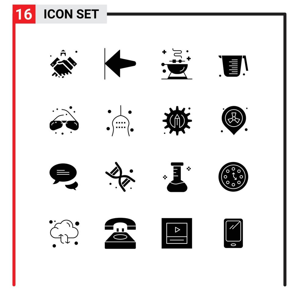 universeel icoon symbolen groep van 16 modern solide glyphs van oog bril meten barbecue kruik bakken bewerkbare vector ontwerp elementen
