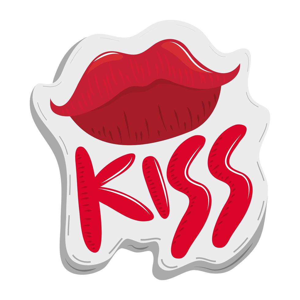 kus lippen vrouwelijke sensuele sticker grappige cartoon ontwerp vector