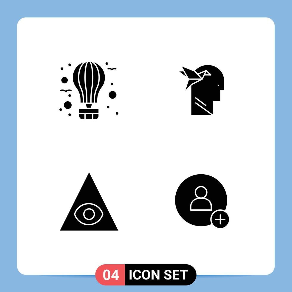 pictogram reeks van 4 gemakkelijk solide glyphs van lucht oog heet verbeelding piramide bewerkbare vector ontwerp elementen