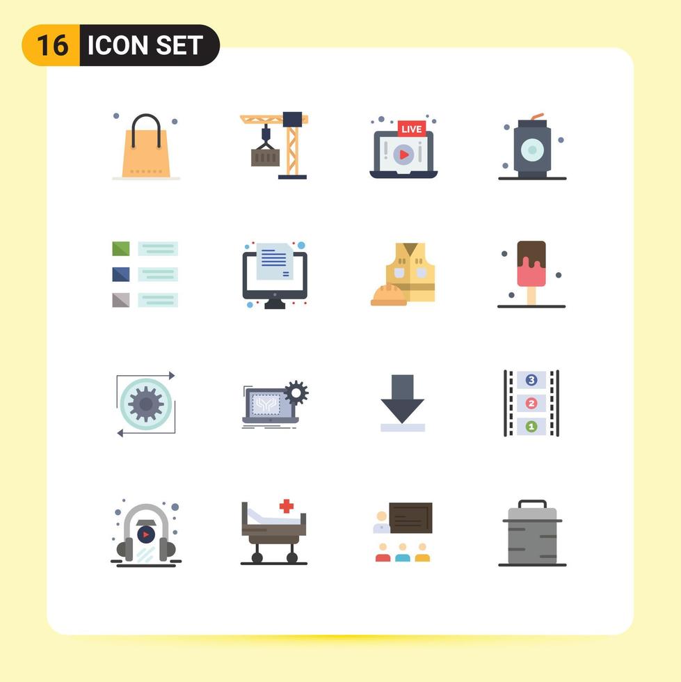 pak van 16 modern vlak kleuren tekens en symbolen voor web afdrukken media zo net zo viering leven vakantie kraan Speel bewerkbare pak van creatief vector ontwerp elementen
