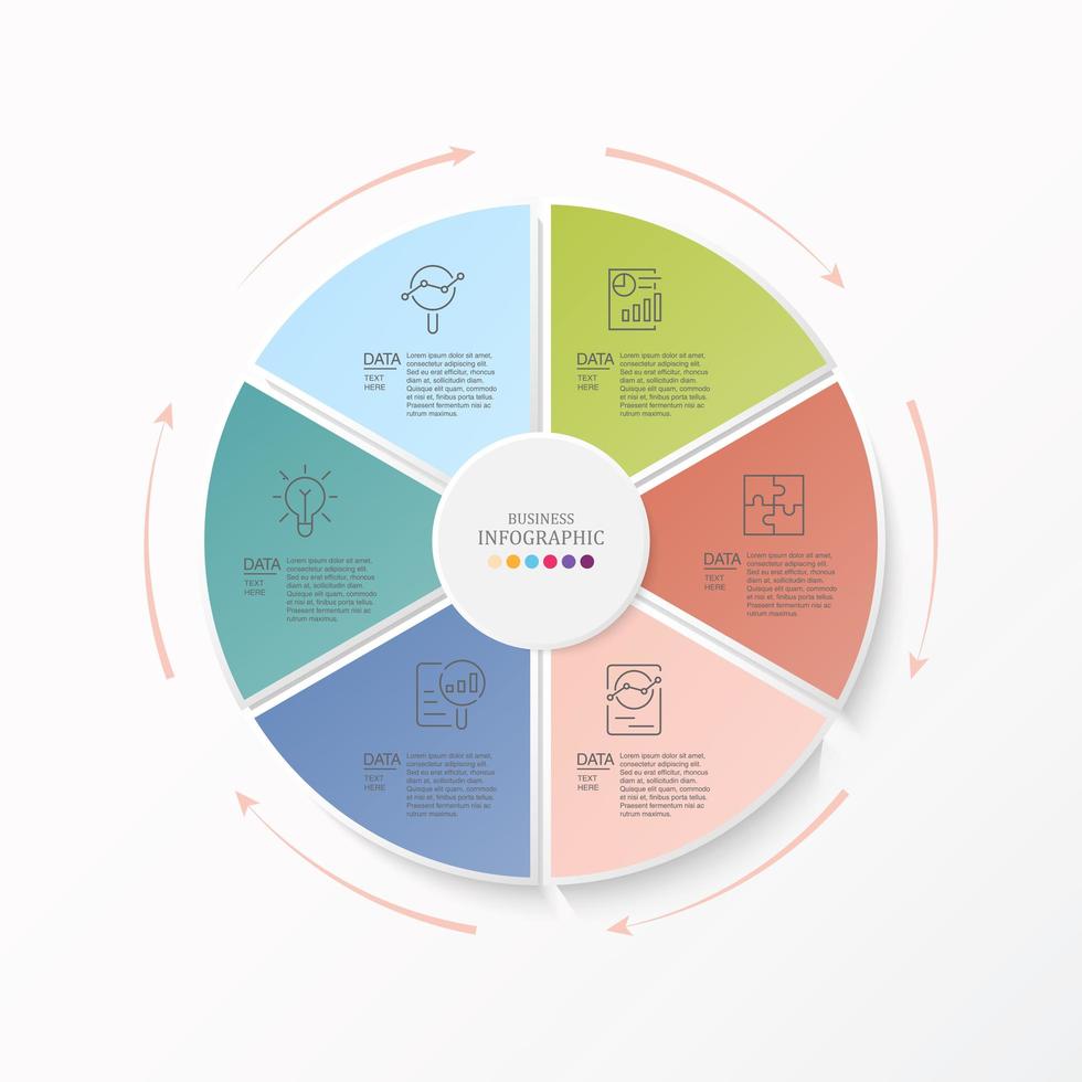 ronde infographic met pictogrammen bedrijfs vector