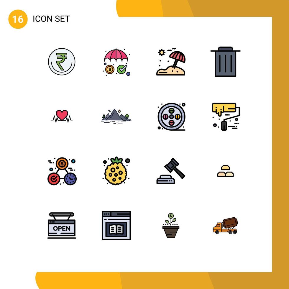 16 creatief pictogrammen modern tekens en symbolen van hartslag recycle geld verwijderen paraplu bewerkbare creatief vector ontwerp elementen