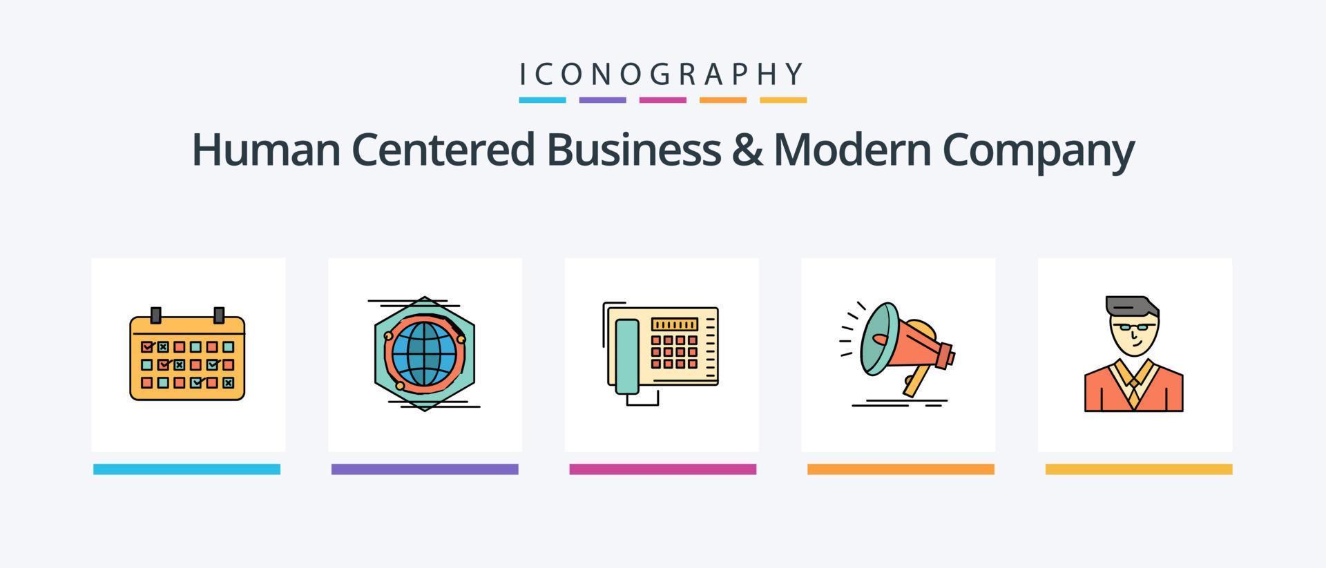 menselijk gecentreerd bedrijf en modern bedrijf lijn gevulde 5 icoon pak inclusief telefoongesprek. fax. vorm geven aan. telefoon. uploaden. creatief pictogrammen ontwerp vector