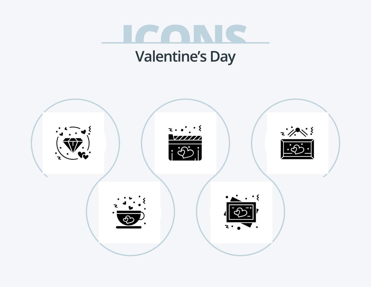 valentijnsdag dag glyph icoon pak 5 icoon ontwerp. hangen. film. diamant. liefde. film vector