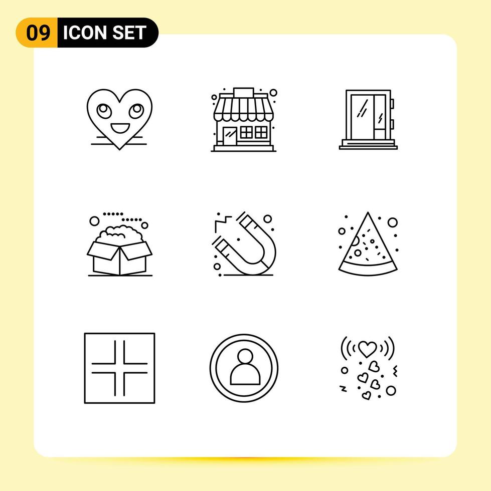 reeks van 9 modern ui pictogrammen symbolen tekens voor pakketjes Open op te slaan doos bouw bewerkbare vector ontwerp elementen