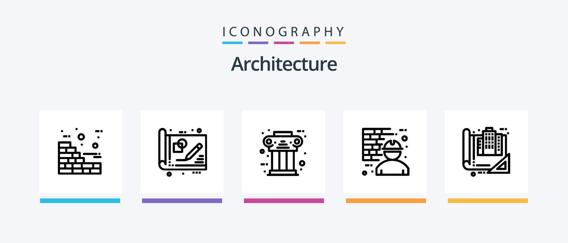 architectuur lijn 5 icoon pak inclusief ontwerp. bouw. ontwerp. architect. Mens. creatief pictogrammen ontwerp vector