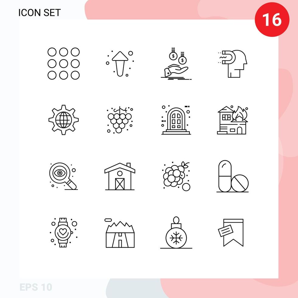 16 gebruiker koppel schets pak van modern tekens en symbolen van globaal invloed hand- menselijk macht van invloed bewerkbare vector ontwerp elementen