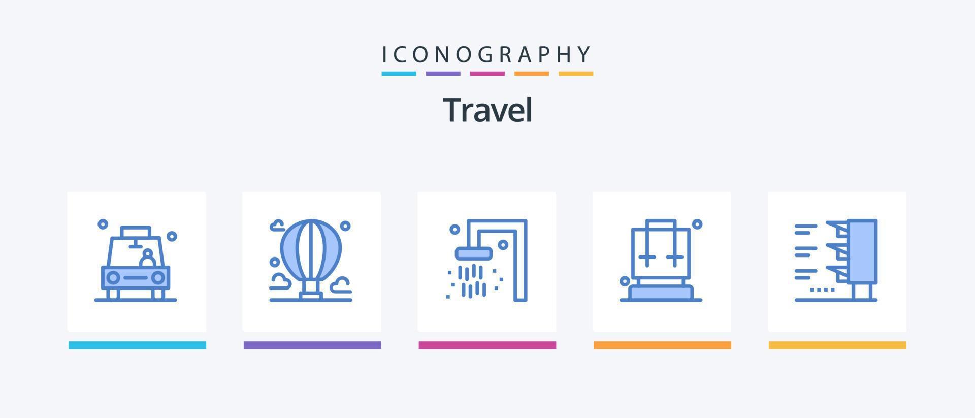reizen blauw 5 icoon pak inclusief verkeer. camping. berg. tas. reizen. creatief pictogrammen ontwerp vector