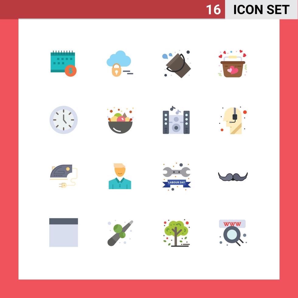 16 gebruiker koppel vlak kleur pak van modern tekens en symbolen van kalender emmer geld wolk brandweerman bewerkbare pak van creatief vector ontwerp elementen