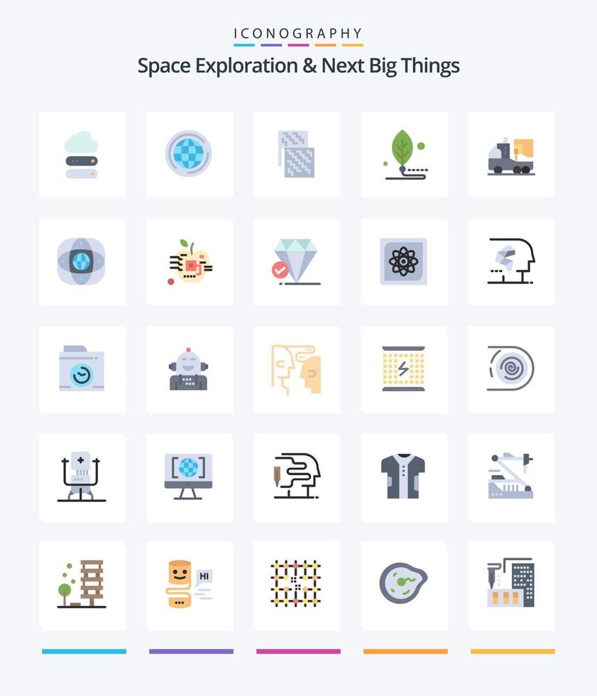 creatief ruimte exploratie en De volgende groot dingen 25 vlak icoon pak zo net zo leven. digitaal. lap. biologie. materiaal vector