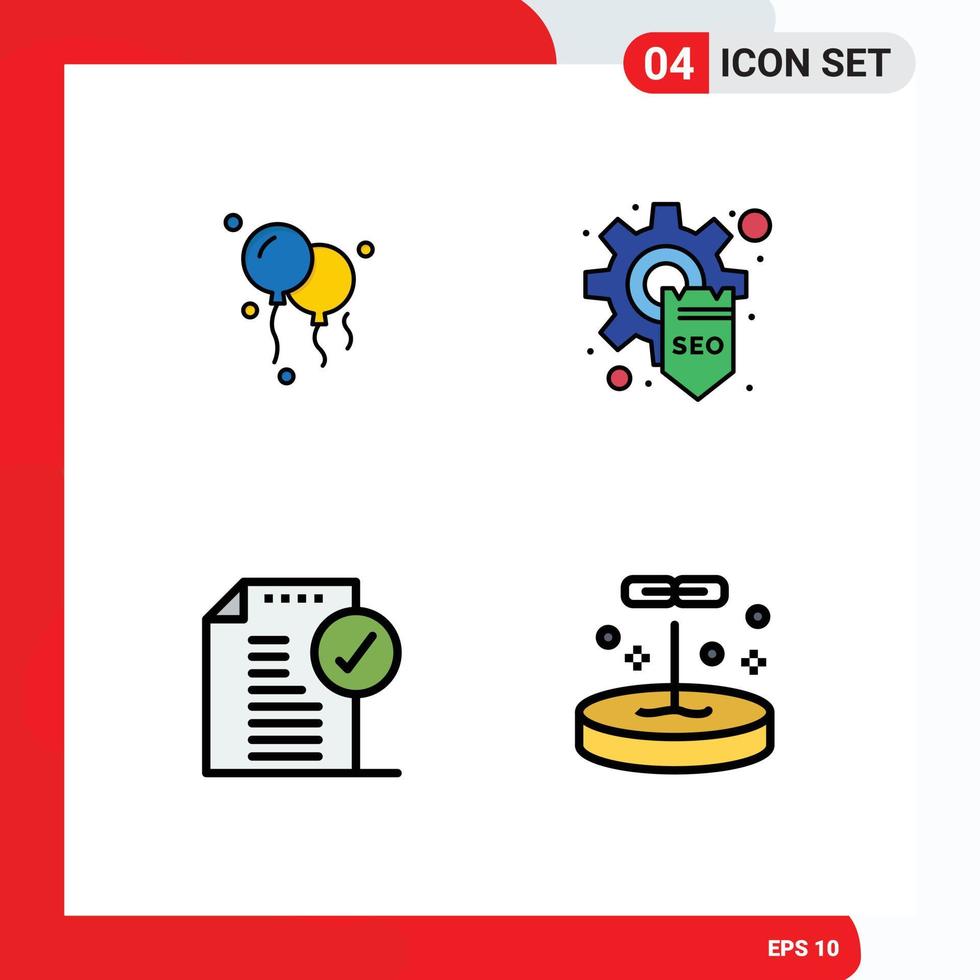 reeks van 4 modern ui pictogrammen symbolen tekens voor ballonnen merk op optimalisatie goedkeuren biologie bewerkbare vector ontwerp elementen