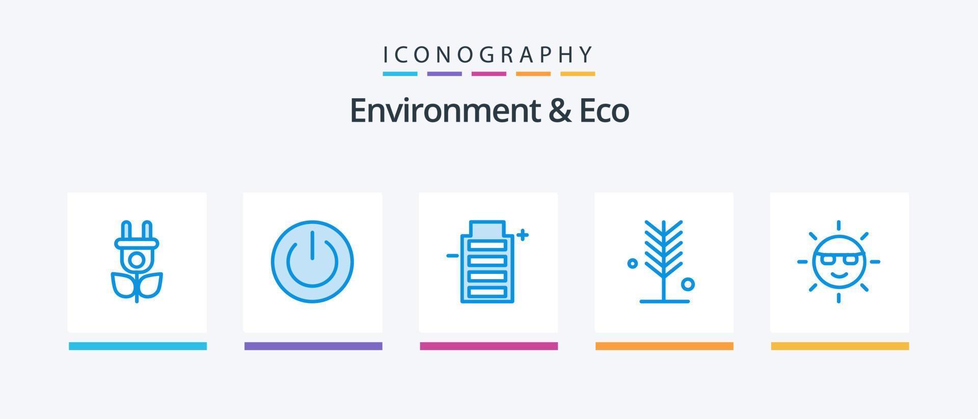 milieu en eco blauw 5 icoon pak inclusief ecologie. zomer. accu. natuur. eco. creatief pictogrammen ontwerp vector