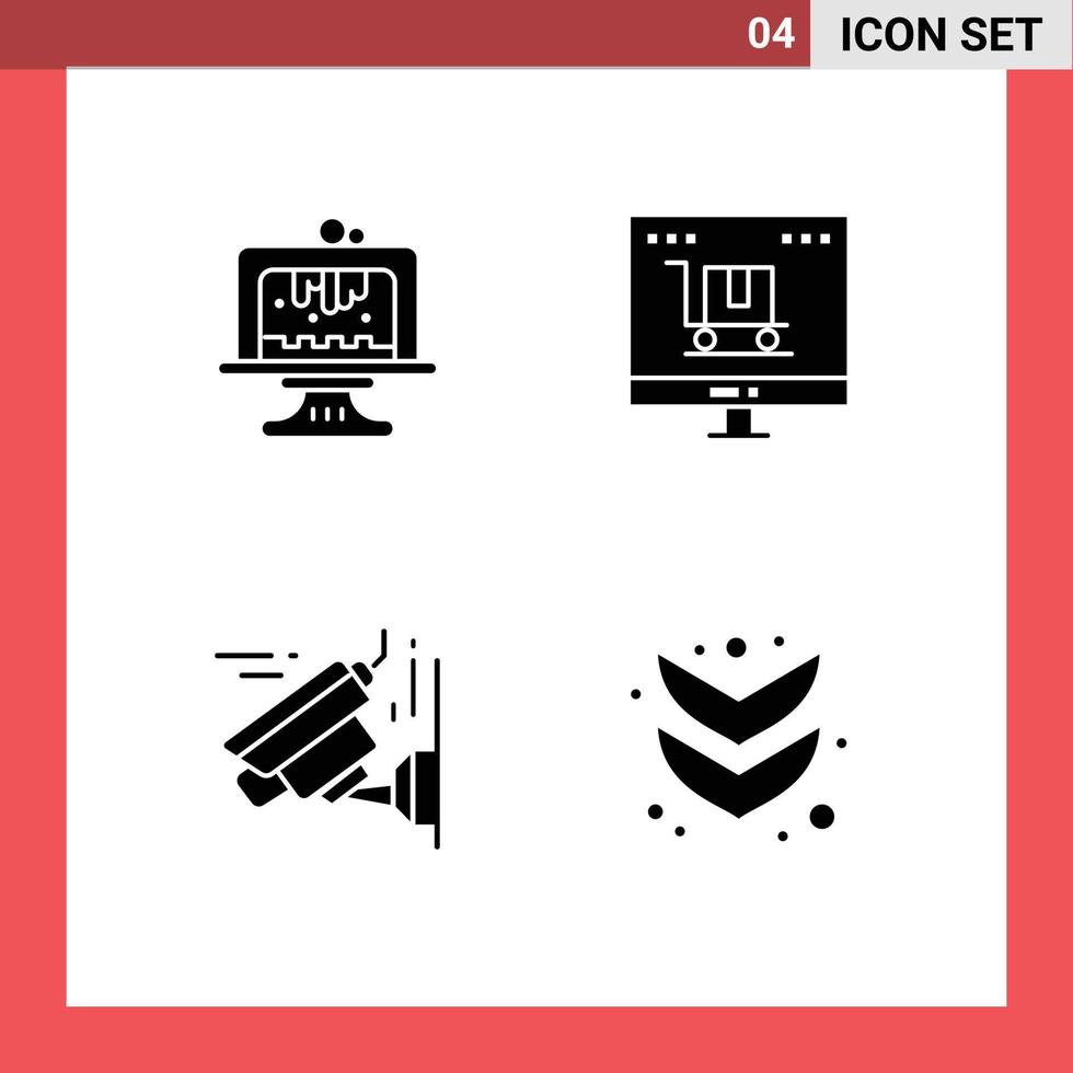 4 thematisch vector solide glyphs en bewerkbare symbolen van bakken camera toetje digitaal afzet technologie bewerkbare vector ontwerp elementen