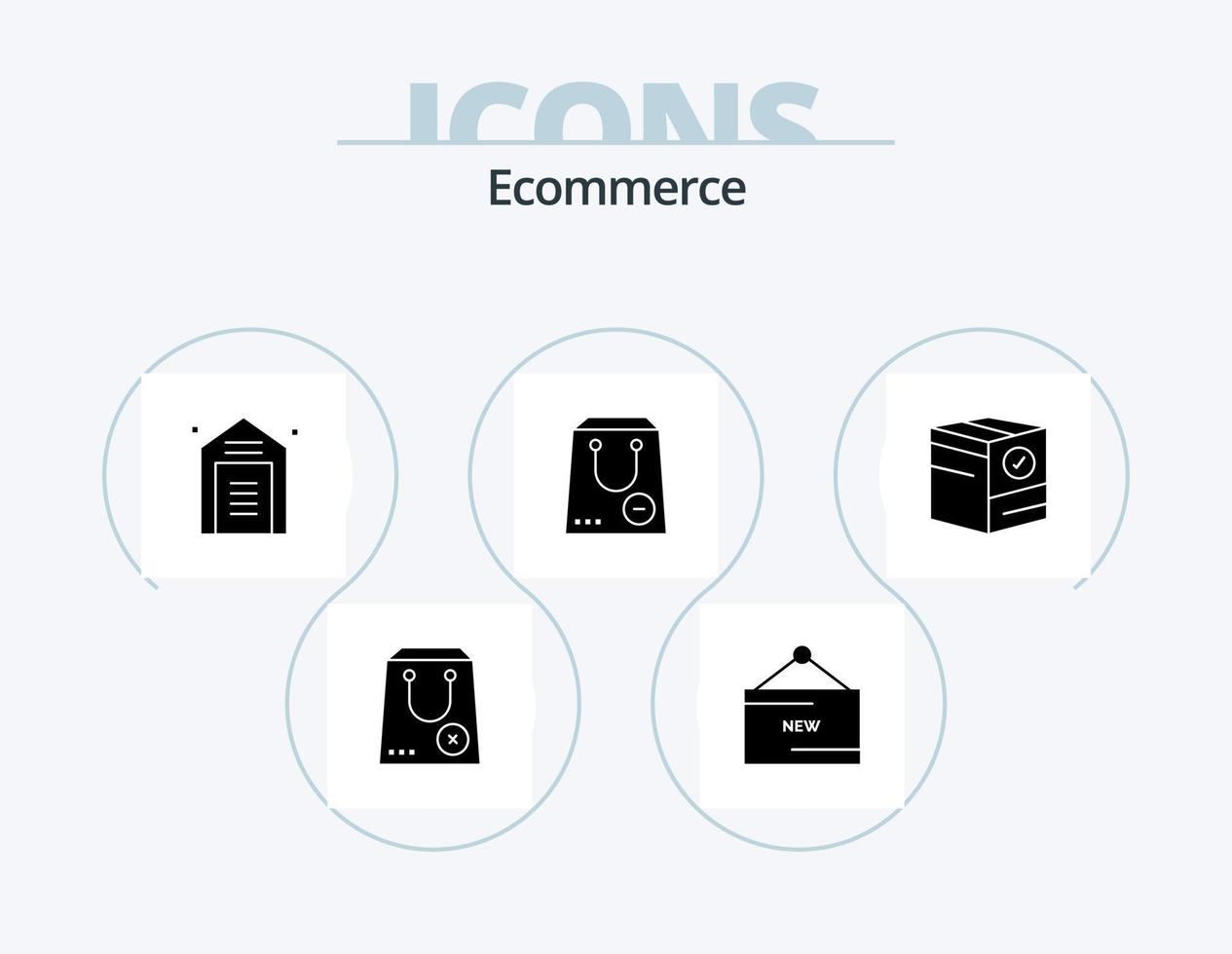 ecommerce glyph icoon pak 5 icoon ontwerp. minus. handel. Product. magazijn. opslagruimte vector