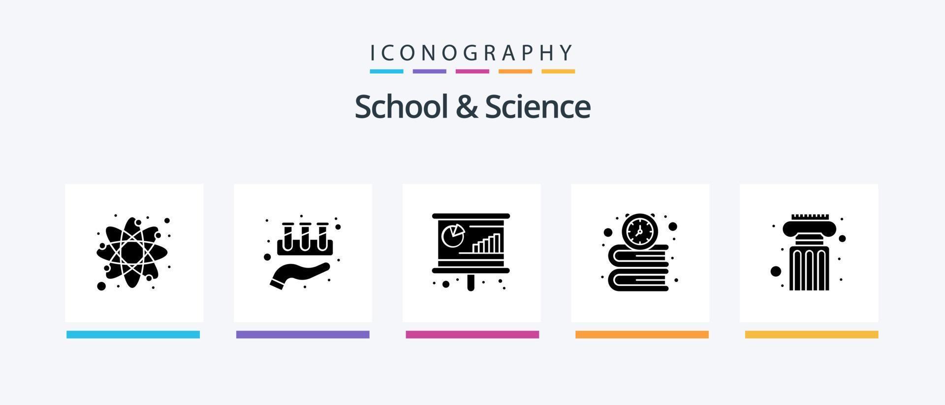 school- en wetenschap glyph 5 icoon pak inclusief pijler. tijd. conferentie. school. boeken. creatief pictogrammen ontwerp vector