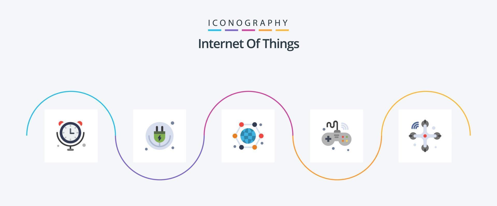 internet van dingen vlak 5 icoon pak inclusief dingen. internetten. Wifi. spellen. internet vector