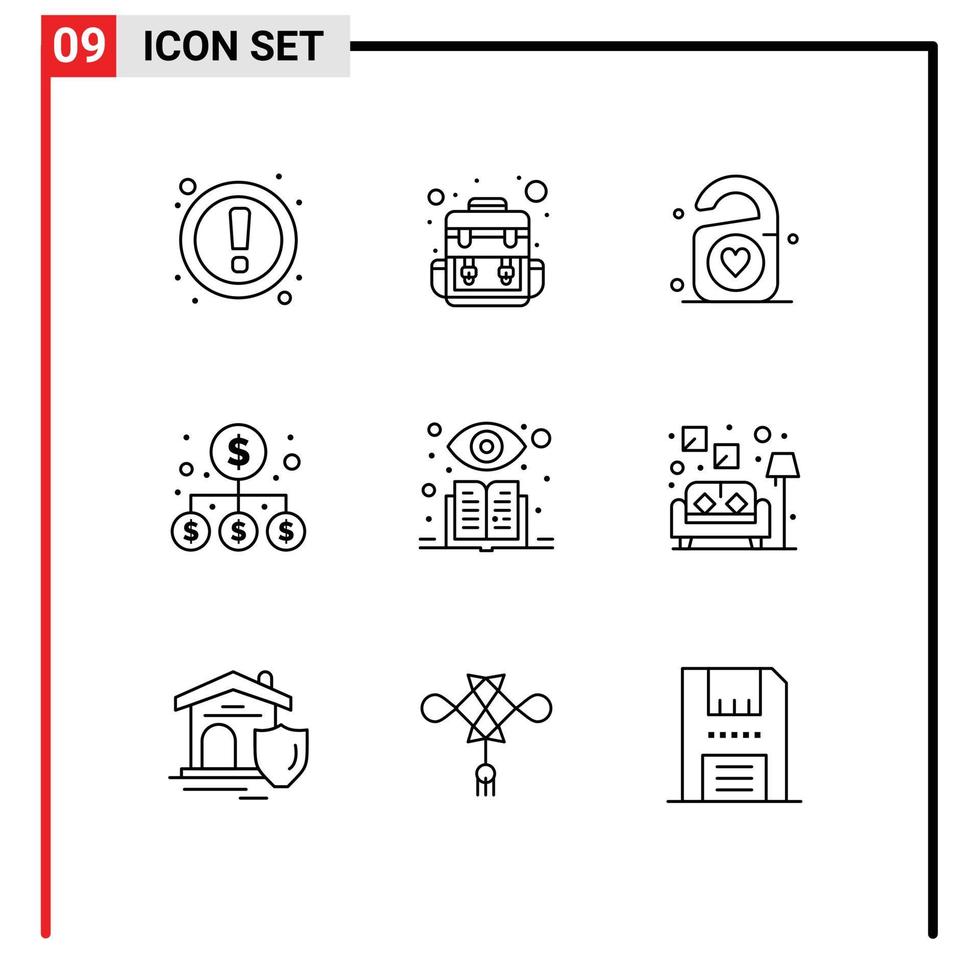 gebruiker koppel pak van 9 eenvoudig contouren van onder toezicht aan het leren aan het leren liefde geld bedrijf bewerkbare vector ontwerp elementen