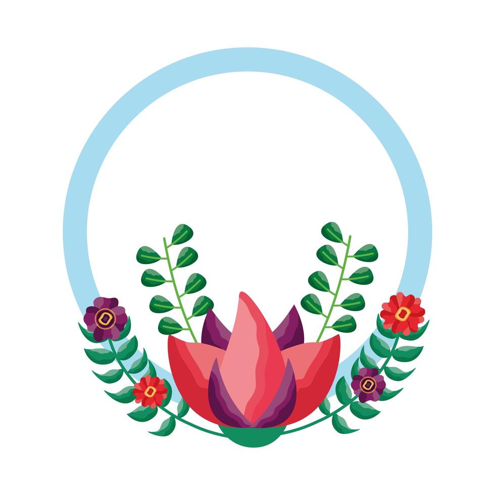 geïsoleerde bloemen rond ontwerp vector