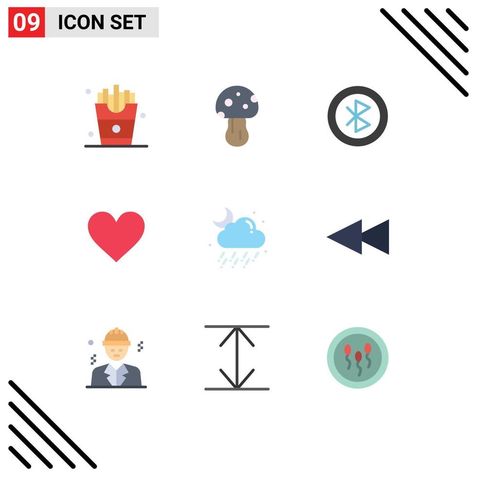reeks van 9 modern ui pictogrammen symbolen tekens voor wolk teken Bluetooth hart sharing bewerkbare vector ontwerp elementen