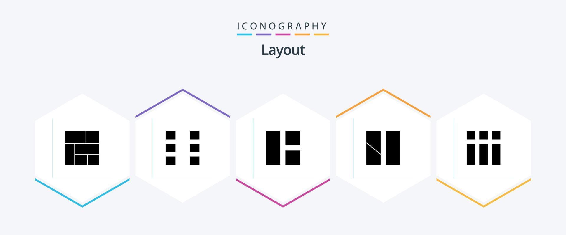 lay-out 25 glyph icoon pak inclusief afbeelding. collage. bewerken. indeling. kader vector