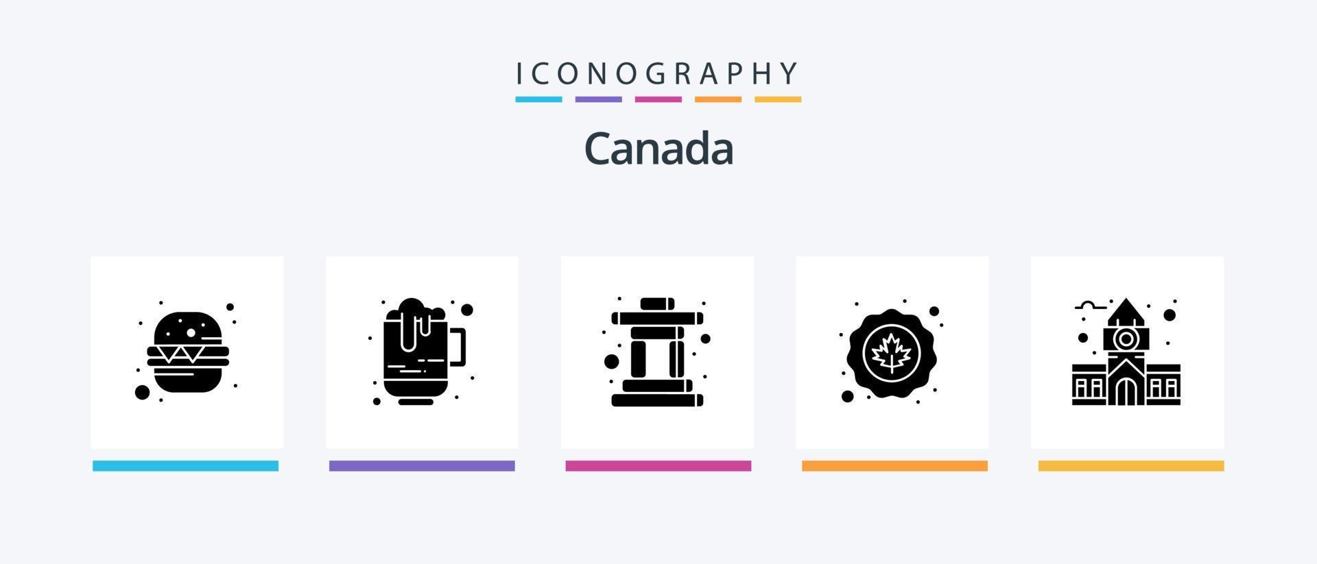 Canada glyph 5 icoon pak inclusief Canada. blad. inuit. vlag. Canada. creatief pictogrammen ontwerp vector