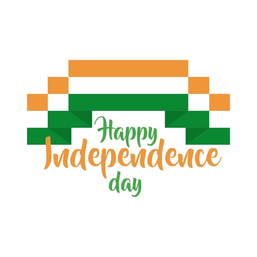 viering van de onafhankelijkheidsdag van india met vlag vlakke stijl vector