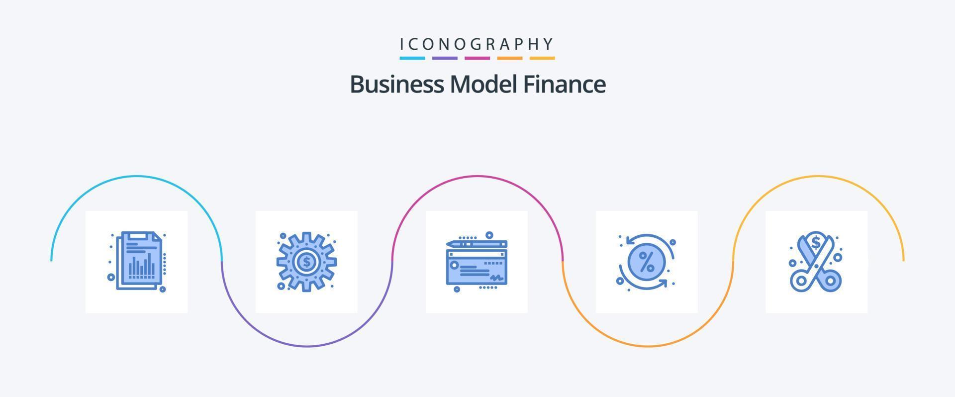 financiën blauw 5 icoon pak inclusief snee. transactie. werk. procent. kosten vector