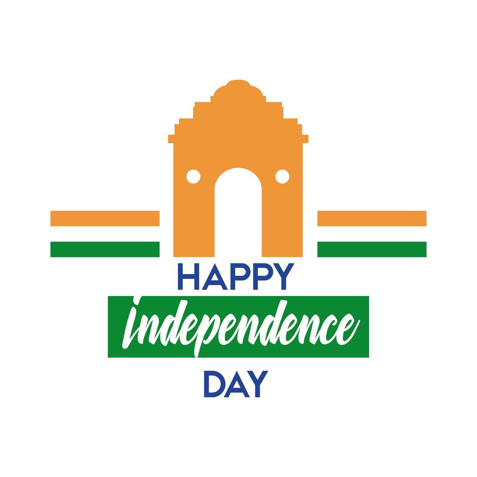 viering van de onafhankelijkheidsdag van india met moskee boog vlakke stijl vector