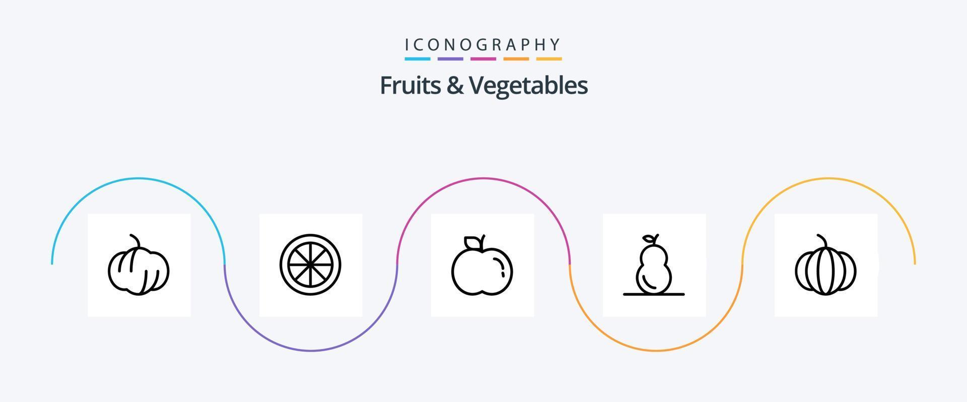 fruit en groenten lijn 5 icoon pak inclusief . voedsel. groente vector