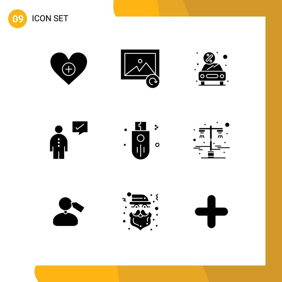 voorraad vector icoon pak van 9 lijn tekens en symbolen voor apparaten menselijk korting zakelijke bedrijf bewerkbare vector ontwerp elementen