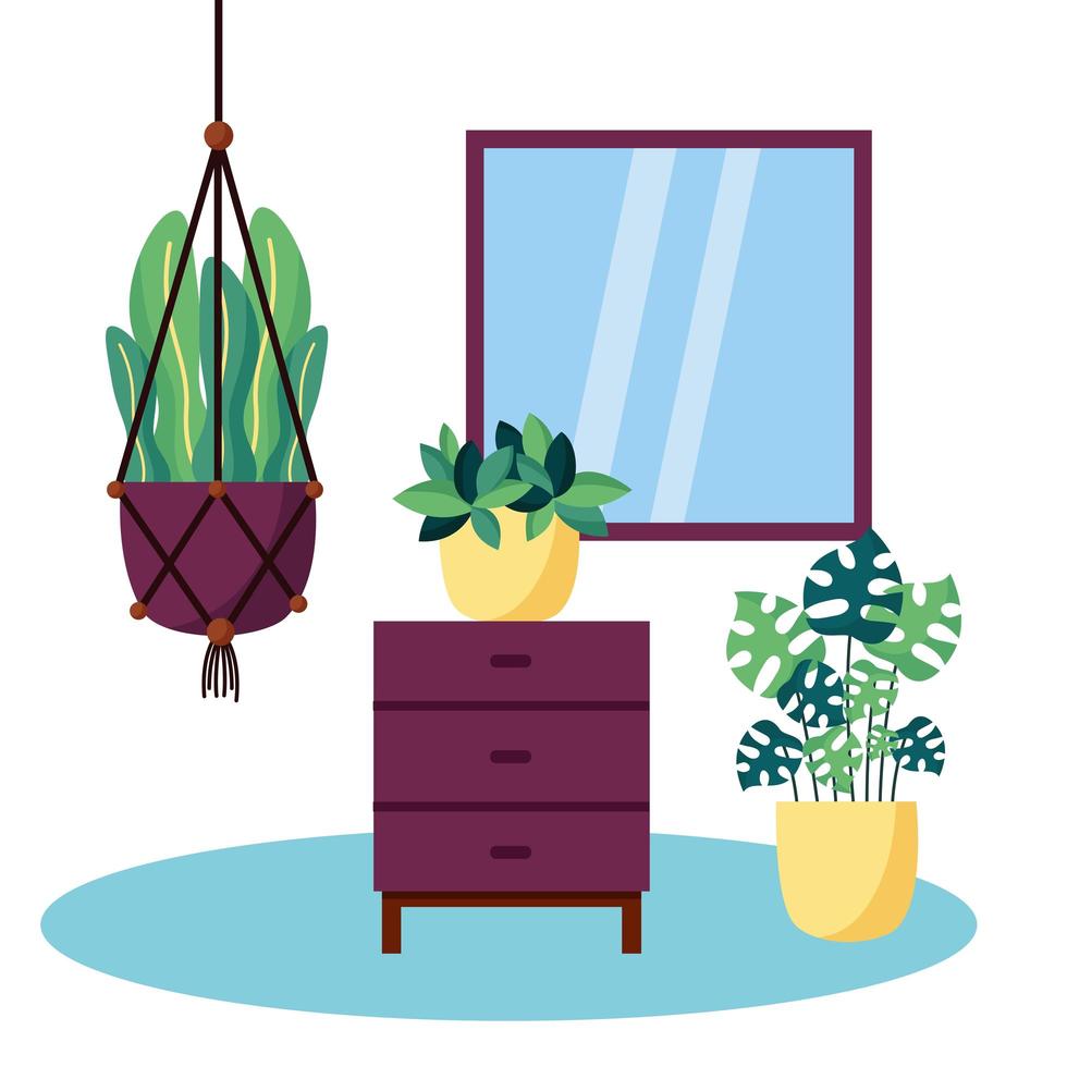 planten en meubels vector ontwerp