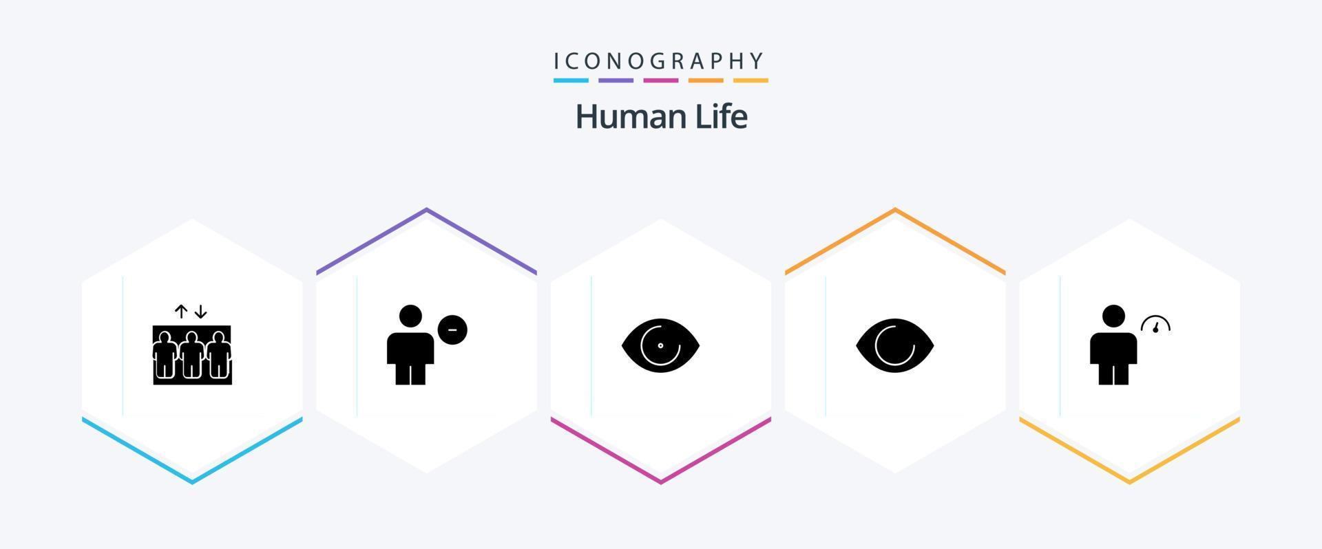 menselijk 25 glyph icoon pak inclusief . indicator. oog. menselijk. avatar vector