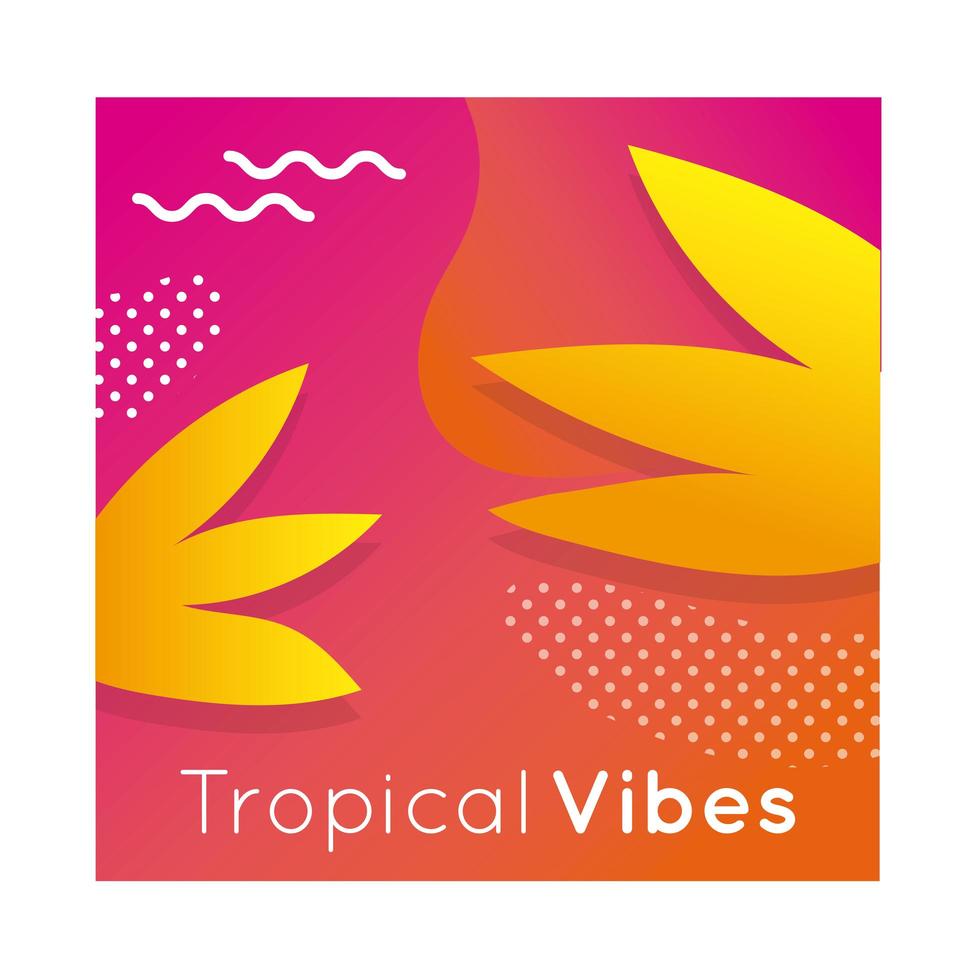 tropische vibes kleurrijke banner met bladplant vector