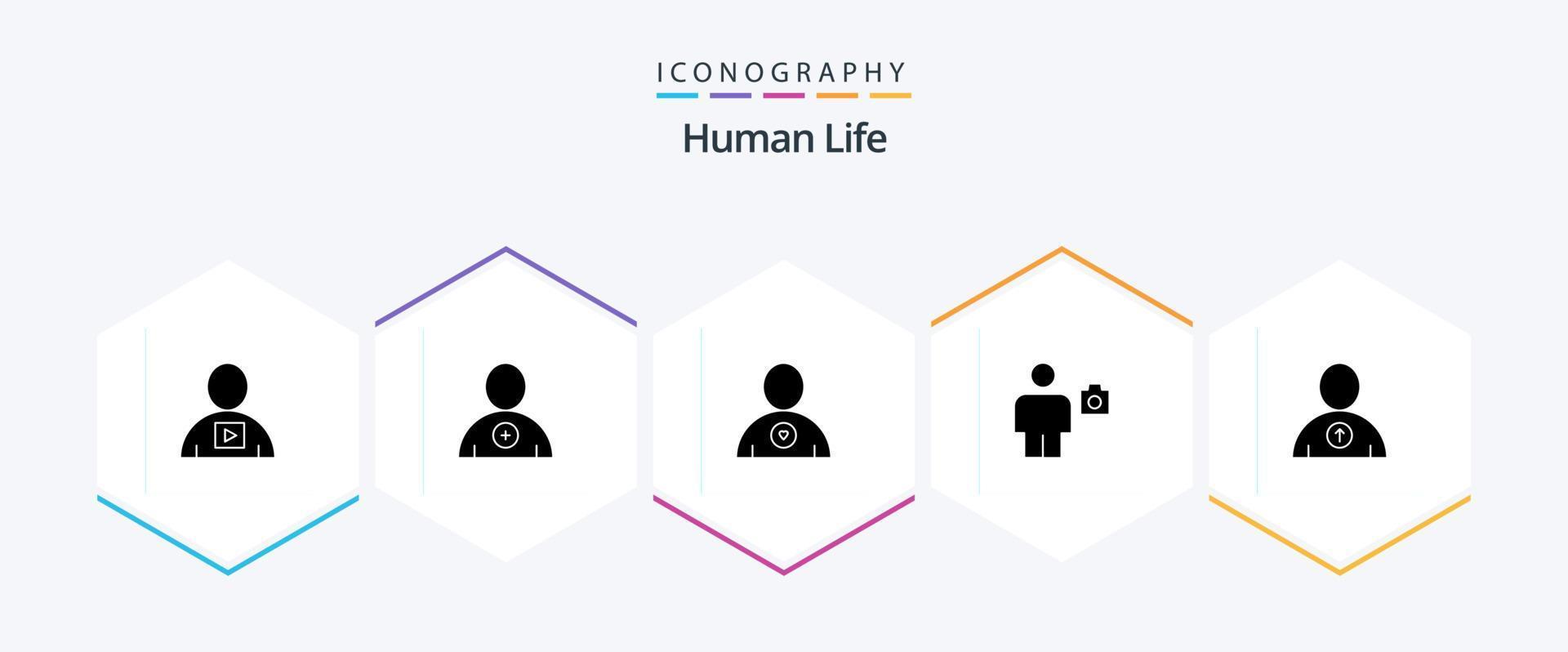 menselijk 25 glyph icoon pak inclusief omhoog. foto. favoriet. menselijk. lichaam vector