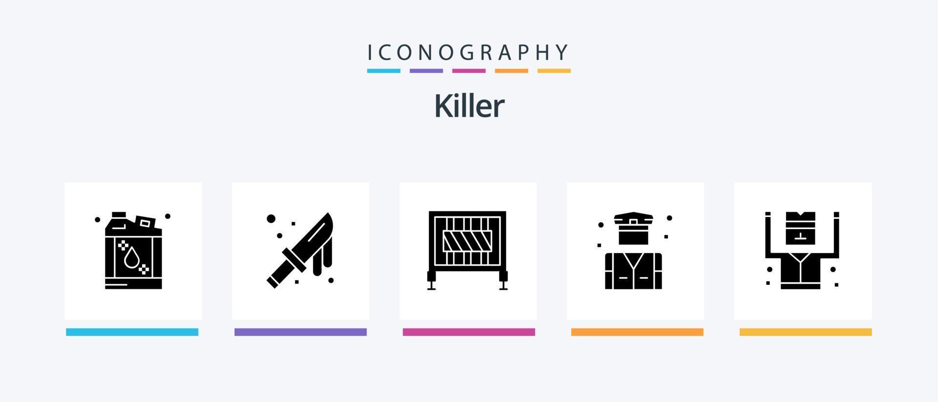 moordenaar glyph 5 icoon pak inclusief crimineel. veiligheid. barrière. politie. bedrijf. creatief pictogrammen ontwerp vector