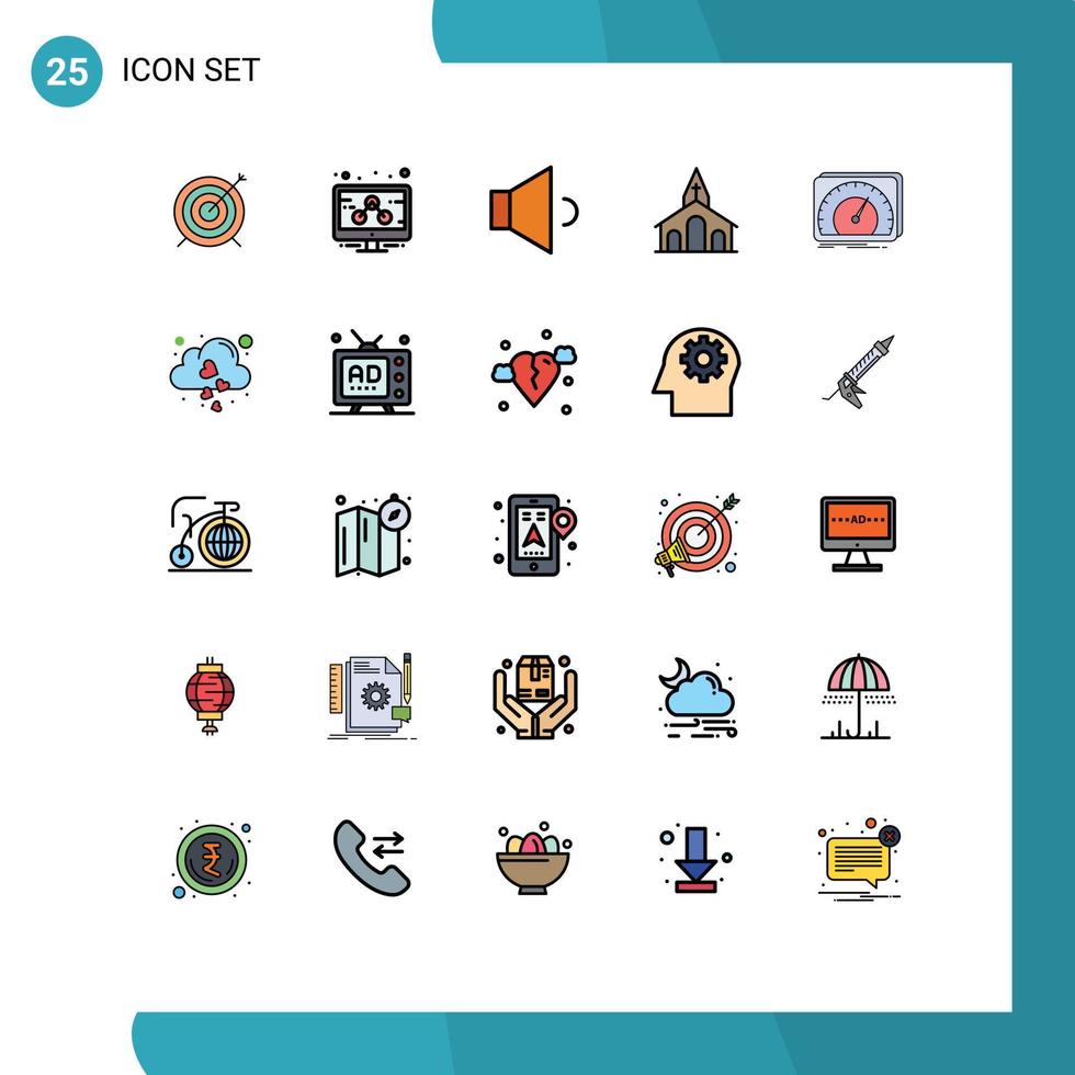 pak van 25 modern gevulde lijn vlak kleuren tekens en symbolen voor web afdrukken media zo net zo snelheid dashboard spreker Pasen christen bewerkbare vector ontwerp elementen